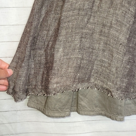 EILEEN FISHER 100% LINEN SEAMED SKIRT IN CLOVE, SZ MEDIUM - Picture 4 of 12
